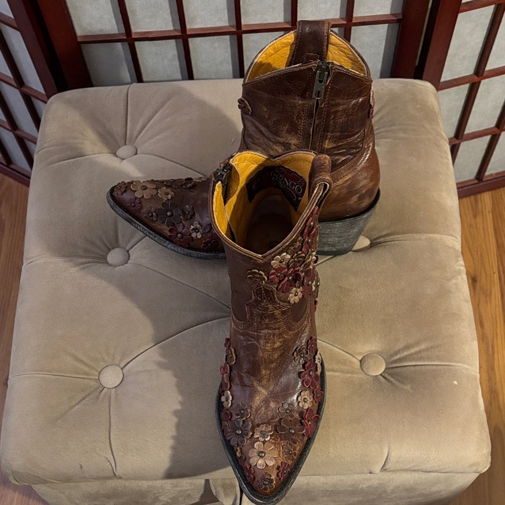 Old Gringo Brown Floral Ankle Boots - Picture 4 of 7